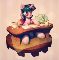 Size: 1144x1165 | Tagged: artist:frali, book, candle, derpibooru import, dirt cube, mug, pixiv, reading, safe, solo, table, twilight sparkle