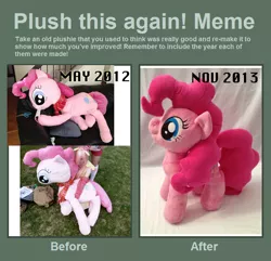 Size: 800x770 | Tagged: artist:kitara88, derpibooru import, draw this again, irl, photo, pinkie pie, plushie, safe