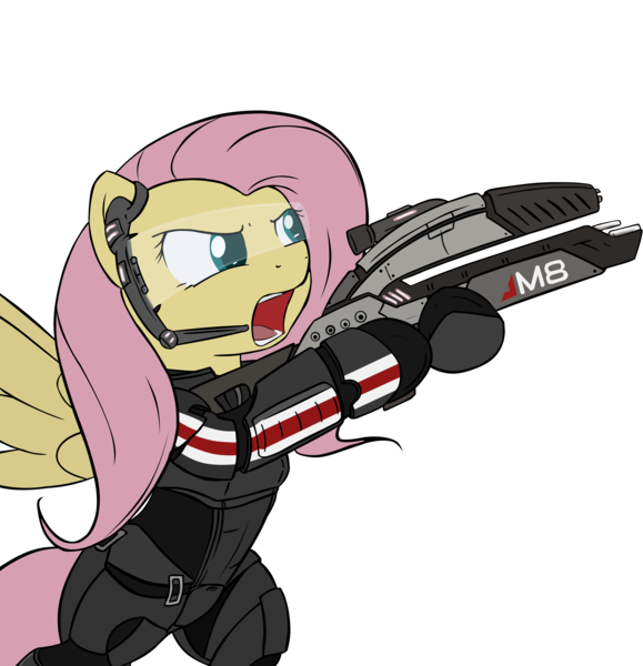 Size: 6670x6910 | Tagged: absurd resolution, armor, artist:barrfind, artist:theparagon, derpibooru import, fluttershy, hmd, mass effect, n7 armor, parody, safe, simple background, solo, transparent background, vector