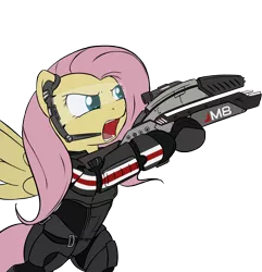 Size: 6670x6910 | Tagged: absurd resolution, armor, artist:barrfind, artist:theparagon, derpibooru import, fluttershy, hmd, mass effect, n7 armor, parody, safe, simple background, solo, transparent background, vector