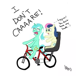 Size: 1500x1500 | Tagged: artist:slamoleo, bicycle, bon bon, derpibooru import, happy wheels, irresponsible dad, lyra heartstrings, pewdiepie, safe, sweetie drops, timmy