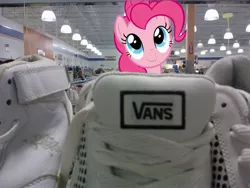 Size: 2592x1944 | Tagged: artist:orschmann, artist:tokkazutara1164, clothes, derpibooru import, irl, photo, pinkie pie, ponies in real life, safe, shoes, solo, store, vans