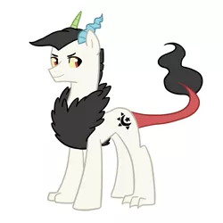 Size: 3000x3000 | Tagged: artist:kianamai, derpibooru import, draconequus, draconequus oc, hybrid, interspecies offspring, kilalaverse, long description, next generation, oc, oc:prince illusion, offspring, parent:discord, parent:princess celestia, parents:dislestia, safe, simple background, solo, unofficial characters only, white background