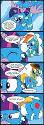 Size: 713x2000 | Tagged: safe, artist:madmax, derpibooru import, braeburn, rainbow dash, twilight sparkle, twilight sparkle (alicorn), alicorn, pony, comic, female, male, mare, nothing at all, plot, reference, shipping, straight, stupid sexy braeburn, stupid sexy flanders, the simpsons, twiburn, we don't normally wear clothes, wonderbolts uniform