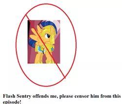 Size: 637x543 | Tagged: attention horse, background pony strikes again, censored, drama, flash sentry, flash sentry drama, offensive, safe, solo, three's a crowd