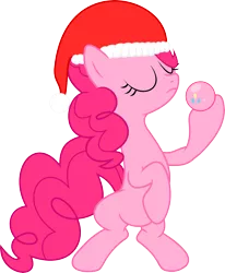 Size: 5000x6072 | Tagged: safe, artist:darknisfan1995, derpibooru import, pinkie pie, absurd resolution, cute, diapinkes, eyes closed, hat, ornament, santa hat, simple background, sitting, solo, transparent background, vector