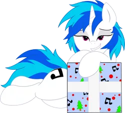 Size: 5000x4538 | Tagged: suggestive, artist:darknisfan1995, derpibooru import, vinyl scratch, pony, unicorn, absurd resolution, bedroom eyes, box, cutie mark, female, hooves, horn, lip bite, looking at you, mare, simple background, solo, solo female, teeth, transparent background, vector