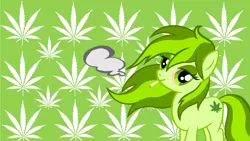 Size: 1920x1080 | Tagged: safe, artist:treeleaf, derpibooru import, oc, unofficial characters only, earth pony, pony, drugs, female, mare, marijuana, mary jane, solo, treeleaf, wallpaper