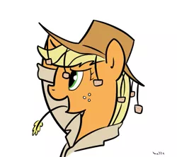 Size: 675x599 | Tagged: applejack, artist:nasse, australia, bruce, colored, cork hat, crossover, derpibooru import, hat, monty python, outback jack, safe, simple background, solo