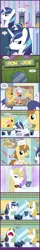 Size: 1050x6500 | Tagged: safe, artist:edowaado, derpibooru import, big macintosh, carrot cake, donut joe, prince blueblood, shining armor, spike, earth pony, pony, bar, burn, coffee, comic, crying, diner, donut, guys night out, male, ocular gushers, sad, stallion