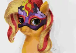 Size: 4961x3508 | Tagged: safe, artist:katieunicorn, derpibooru import, sunset shimmer, pony, unicorn, masked shimmer, solo