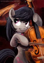 Size: 510x729 | Tagged: safe, artist:kenket, artist:spainfischer, derpibooru import, octavia melody, earth pony, pony, cello, female, get, index get, mare, musical instrument, portrait, smiling, solo, traditional art