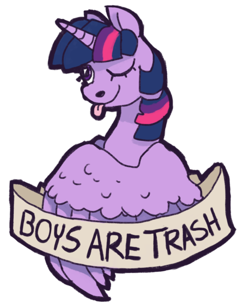 Size: 1093x1390 | Tagged: safe, artist:weepysheep, deleted from derpibooru, derpibooru import, twilight sparkle, twilight sparkle (alicorn), alicorn, pony, female, feminist ponies, image, mare, mouthpiece, old banner, palindrome get, png, rude horse, solo, subversive kawaii, teasing