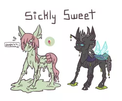 Size: 1200x1000 | Tagged: safe, artist:barbaracle, derpibooru import, oc, unofficial characters only, changeling, pegasus, pony, adoptable, mucous, sick, snot