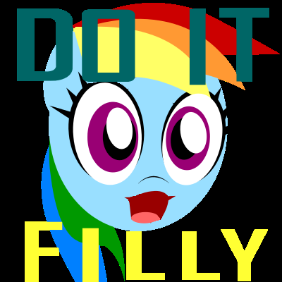 Size: 400x400 | Tagged: safe, artist:datte-before-dawn, derpibooru import, rainbow dash, do it filly, image macro, meme, solo