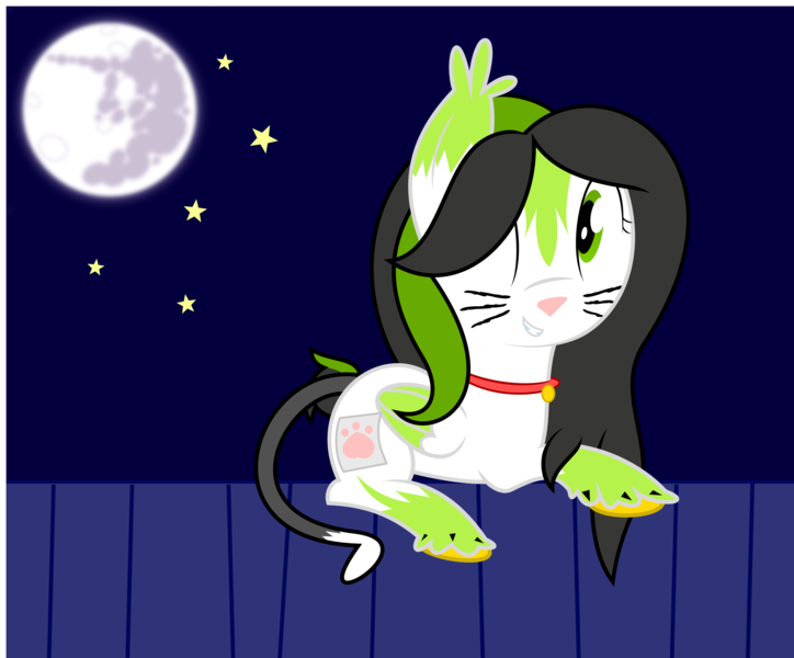 Size: 3627x3005 | Tagged: artist:blueblitzie, cat, costume, derpibooru import, mare in the moon, moon, nightmare moon, oc, oc:stormberry, safe, solo, stars