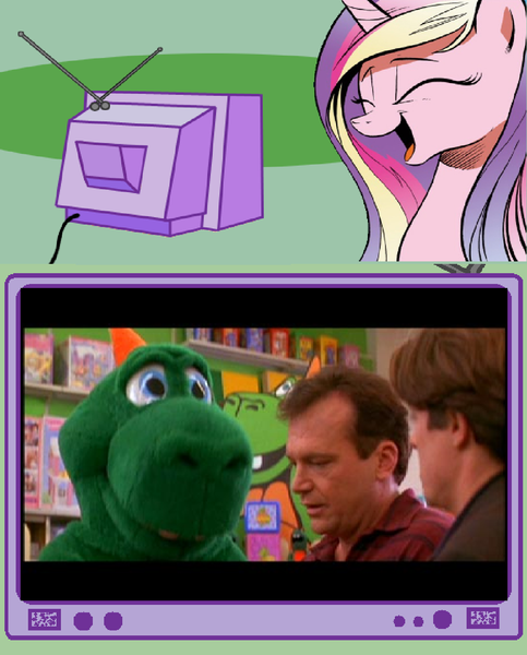 Size: 1029x1278 | Tagged: arnie, cadance laughs at your misery, derpibooru import, exploitable meme, fight, laughing, meme, movie, nine months, obligatory pony, princess cadance, safe, toy store, tv meme, vulgar