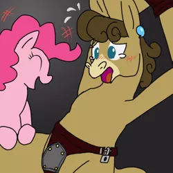 Size: 400x400 | Tagged: artist:kushina13, blushing, bondage, chastity, chastity belt, cougar, derpibooru import, matilda, pinkie pie, suggestive, teary eyes