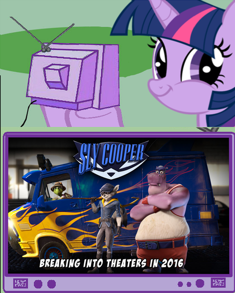 Size: 1200x1500 | Tagged: bentley, derpibooru import, exploitable meme, meme, murray, obligatory pony, playstation, safe, sly cooper, tv meme, twiface, twilight sparkle