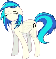 Size: 869x920 | Tagged: safe, artist:crosspone, artist:ponything, derpibooru import, vinyl scratch, crying, deviantart watermark, image, missing horn, obtrusive watermark, png, solo, vinyl missing her horn, watermark