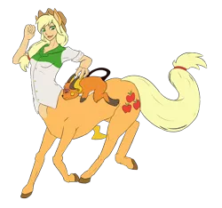 Size: 800x750 | Tagged: safe, artist:sepisnake, derpibooru import, applejack, centaur, raichu, equestria girls, centaurified, centaurjack, clothes, crossover, pokémon, shirt, species swap