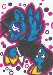 Size: 1024x1458 | Tagged: alicorn, alicornified, artist:krazykari, neoncorn, neon lights, race swap, rising star, safe, solo, traditional art