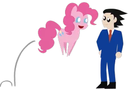 Size: 993x696 | Tagged: ace attorney, artist:mrponiator, crossover, derpibooru import, human, phoenix wright, pinkie pie, pointy people, pointy ponies, safe, simple background, transparent background, turnabout storm