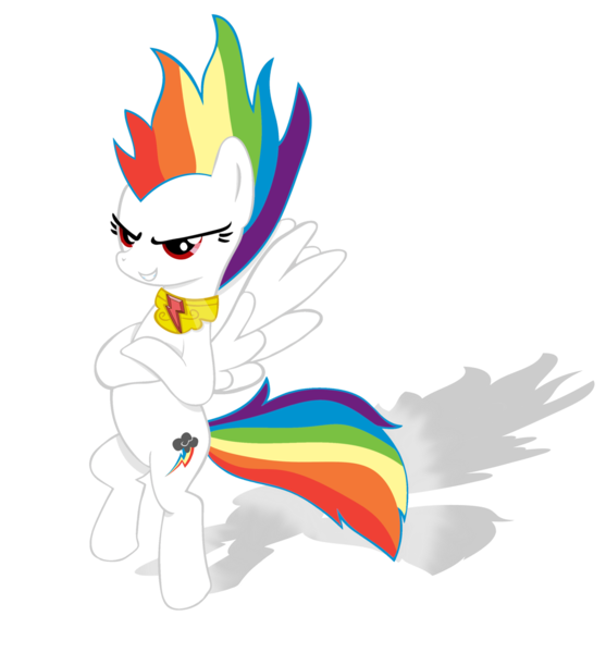 Size: 1062x1143 | Tagged: artist:neriani, derpibooru import, element of loyalty, elements of harmony, gunbuster pose, rainbow dash, safe, simple background, solo, super rainbow dash, transparent background, vector