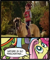 Size: 397x473 | Tagged: child, dog, doritos, exploitable meme, fluttershy, mastiff, meme, nature is so fascinating, obligatory pony, safe