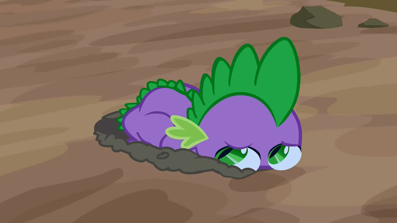 Size: 1280x720 | Tagged: safe, derpibooru import, screencap, spike, dragon, dragon quest, animation error, baby, baby dragon, cute, dirt, green eyes, hole, male, scales, scared, solo, spikabetes