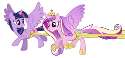 Size: 8573x4000 | Tagged: safe, artist:masem, derpibooru import, princess cadance, twilight sparkle, twilight sparkle (alicorn), alicorn, pony, three's a crowd, absurd resolution, duo, female, mare, simple background, sisters-in-law, transparent background, vector