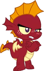 Size: 320x516 | Tagged: age regression, artist:starryoak, baby dragon, baby garble, crossed arms, dragon, garble, gardorable, safe, simple background, solo, teenaged dragon, transparent background, younger