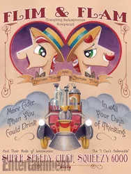 Size: 459x612 | Tagged: artist:andypriceart, collectible poster book, derpibooru import, flam, flim, official, poster, safe, super speedy cider squeezy 6000