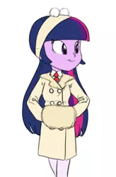 Size: 512x780 | Tagged: safe, artist:carnifex, derpibooru import, twilight sparkle, equestria girls, clothes, female, jacket, muff, parka, simple background, solo, white background