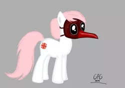 Size: 1066x750 | Tagged: safe, artist:goforgold, derpibooru import, nurse redheart, earth pony, pony, female, mare, mask, plague doctor, plague doctor mask, simple background, solo