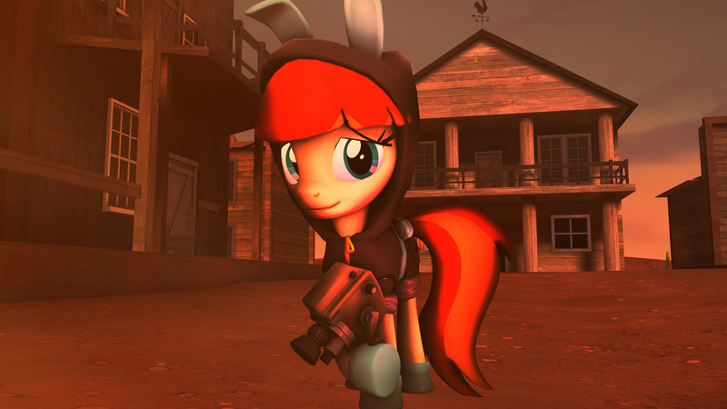 Size: 1920x1080 | Tagged: safe, artist:sourcerabbit, derpibooru import, oc, oc:film flick, unofficial characters only, earth pony, pony, 3d, bunny ears, camera, clothes, dangerous mission outfit, female, hoodie, mare, solo, source filmmaker