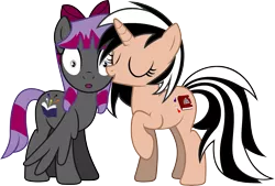 Size: 10707x7223 | Tagged: safe, artist:bluethunder66, derpibooru import, oc, unofficial characters only, pegasus, pony, unicorn, absurd resolution, female, kissing, lesbian, simple background, transparent background, vector