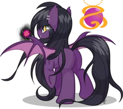 Size: 900x794 | Tagged: safe, artist:equinepalette, derpibooru import, oc, unofficial characters only, bat pony, pony, adoptable, looking at you, looking back, plot, solo