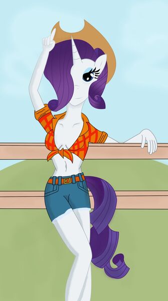 Size: 769x1378 | Tagged: safe, artist:arelathh, derpibooru import, rarity, anthro, accessory swap, solo