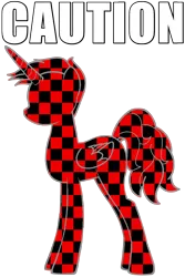 Size: 800x1200 | Tagged: safe, derpibooru import, oc, unofficial characters only, alicorn, pony, pony creator, alicorn oc, caption, caution sign, edgy, generic pony, image macro, meta, red and black oc, sign, simple background, solo, transparent background, warning