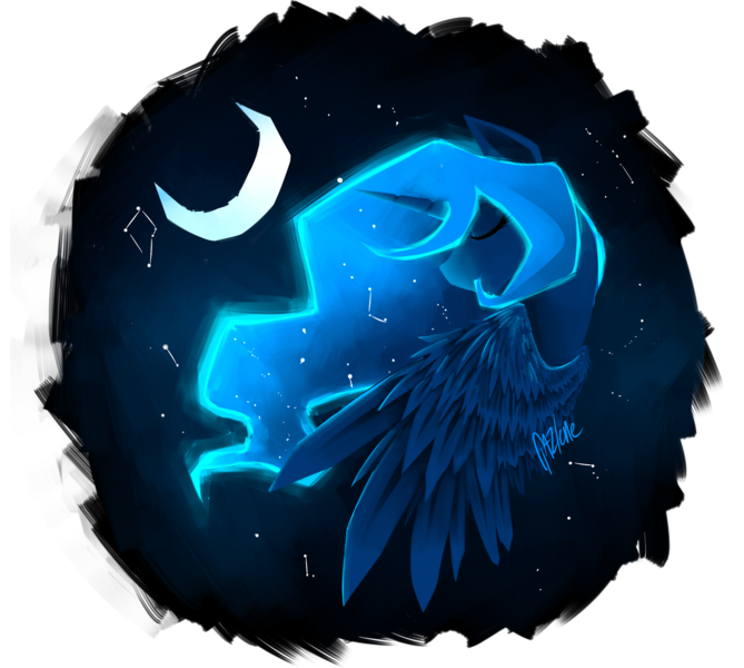 Size: 1280x1148 | Tagged: alicorn, artist:polkadot-creeper, constellation, crescent moon, derpibooru import, eyes closed, female, princess luna, safe, solo