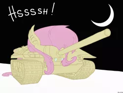 Size: 1600x1200 | Tagged: safe, artist:alvchfokarev, derpibooru import, fluttershy, bat pony, pony, bats!, e-25, flutterbat, hissing, meme, moon, night, pony tank, solo, tank (vehicle), transformation, wat, world of tanks