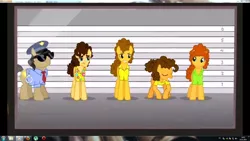 Size: 1920x1080 | Tagged: cheese curls, cheese sandwich, derpibooru import, jack hammer, pinkie pride, police lineup, ponified, safe, size comparison, weird al yankovic