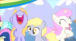 Size: 647x353 | Tagged: safe, derpibooru import, bon bon, cloud kicker, derpy hooves, lyra heartstrings, twinkleshine, pinkie pride, adorableshine, cute, daaaaaaaaaaaw, derpabetes, female, filly, filly derpy hooves, image, kickerbetes, png, younger