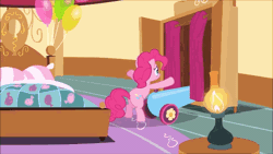 Size: 576x324 | Tagged: safe, derpibooru import, pinkie pie, pinkie pride, animated, partillery, party cannon, solo