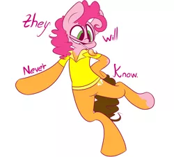 Size: 1068x966 | Tagged: artist:extradan, bodypaint, cheese sandwich, derpibooru import, disguise, fusion, mouth hold, paintbrush, painting characters, paint in hair, paint on fur, pinkie pie, pinkie pride, rule 63, safe, semi-anthro, solo