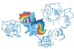 Size: 600x400 | Tagged: safe, artist:the-knick, derpibooru import, rainbow dash, bandaid, colored wings, colored wingtips, cute, dashabetes, eating, floppy ears, frown, looking at you, nom, open mouth, pouting, puffy cheeks, simple background, smiling, solo, white background, wide eyes