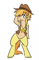 Size: 634x962 | Tagged: artist:mt, bra, clothes, derpibooru import, oc, oc:ambrosia, offspring, parent:braeburn, safe, satyr, solo, underwear, unofficial characters only
