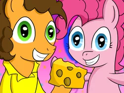 Size: 1024x768 | Tagged: andrea libman, artist:10art1, cheese, cheese sandwich, cute, derpibooru import, party, pinkie pie, pinkie pride, safe, smiling, weird al yankovic