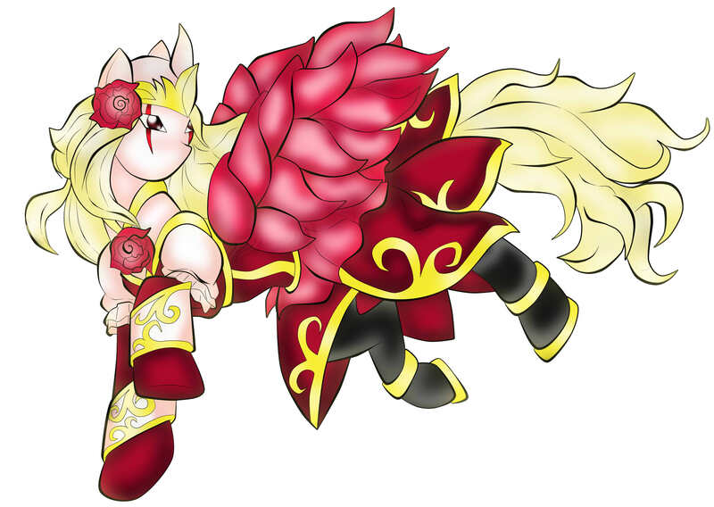 Size: 2858x2028 | Tagged: safe, artist:fourze-pony, derpibooru import, ponified, pegasus, pony, angel queen of roses, blonde, card, clothes, crown, dress, female, mare, mask, masked, rose, solo, wings, yu-gi-oh!, yu-gi-oh! 5d's